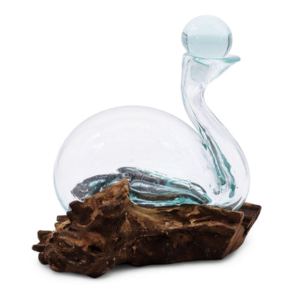 Molten Glass Duck Decanter on Wood with Stopper 19cm, showing the distinctive design – molten glass home decor product image 1