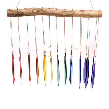 Rainbow Glass Hanging Wind Chime, Colorful Outdoor Garden, showing the distinctive design – recycled glass wind chime product image 6