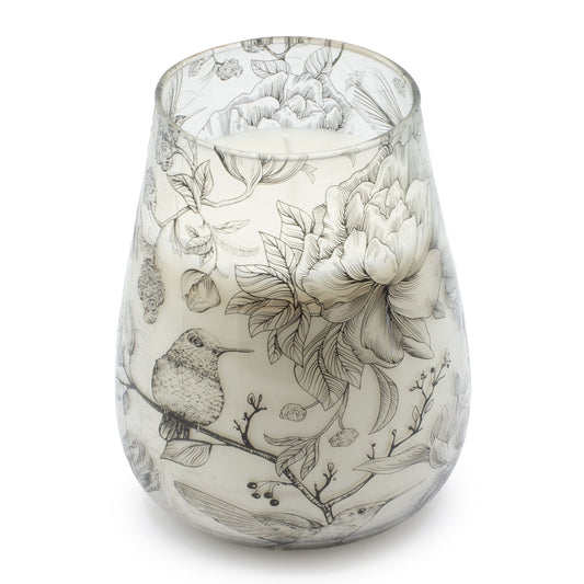 Tall Decorative Glass Jar Candle – Drawn by Flame product image 1, showing the distinctive design and materials