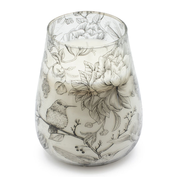 Tall Decorative Glass Jar Candle – Drawn by Flame product image 1, showing the distinctive design and materials
