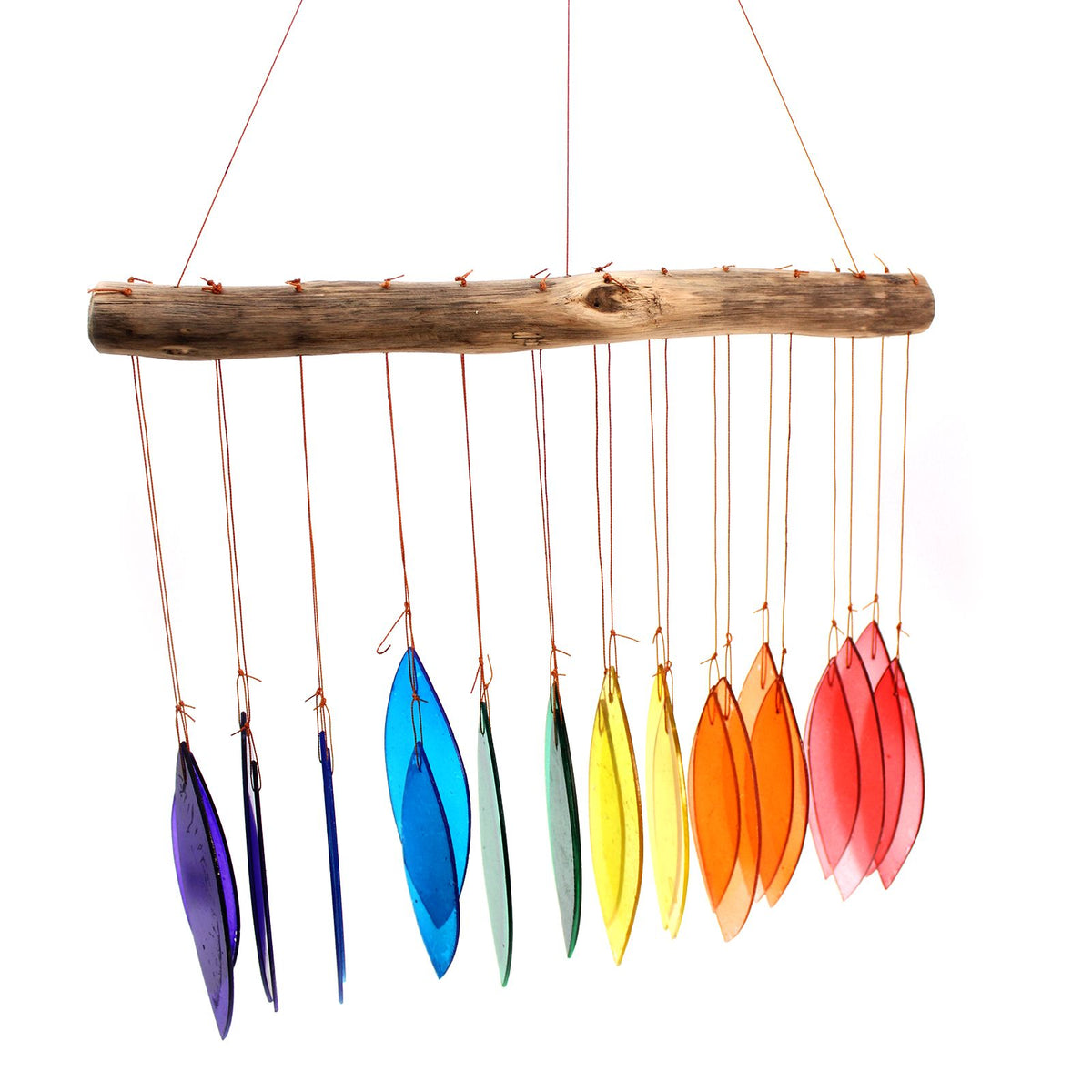 Rainbow Glass Hanging Wind Chime, Colorful Outdoor Garden, showing the distinctive design – recycled glass wind chime product image 5