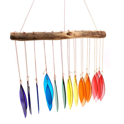 Rainbow Glass Hanging Wind Chime, Colorful Outdoor Garden, showing the distinctive design – recycled glass wind chime product image 5