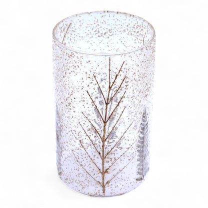 Natural Floral Recycled Glass Candle Holder, Pino (19x11cm), showing the distinctive design – floral glass candle holder product image 7