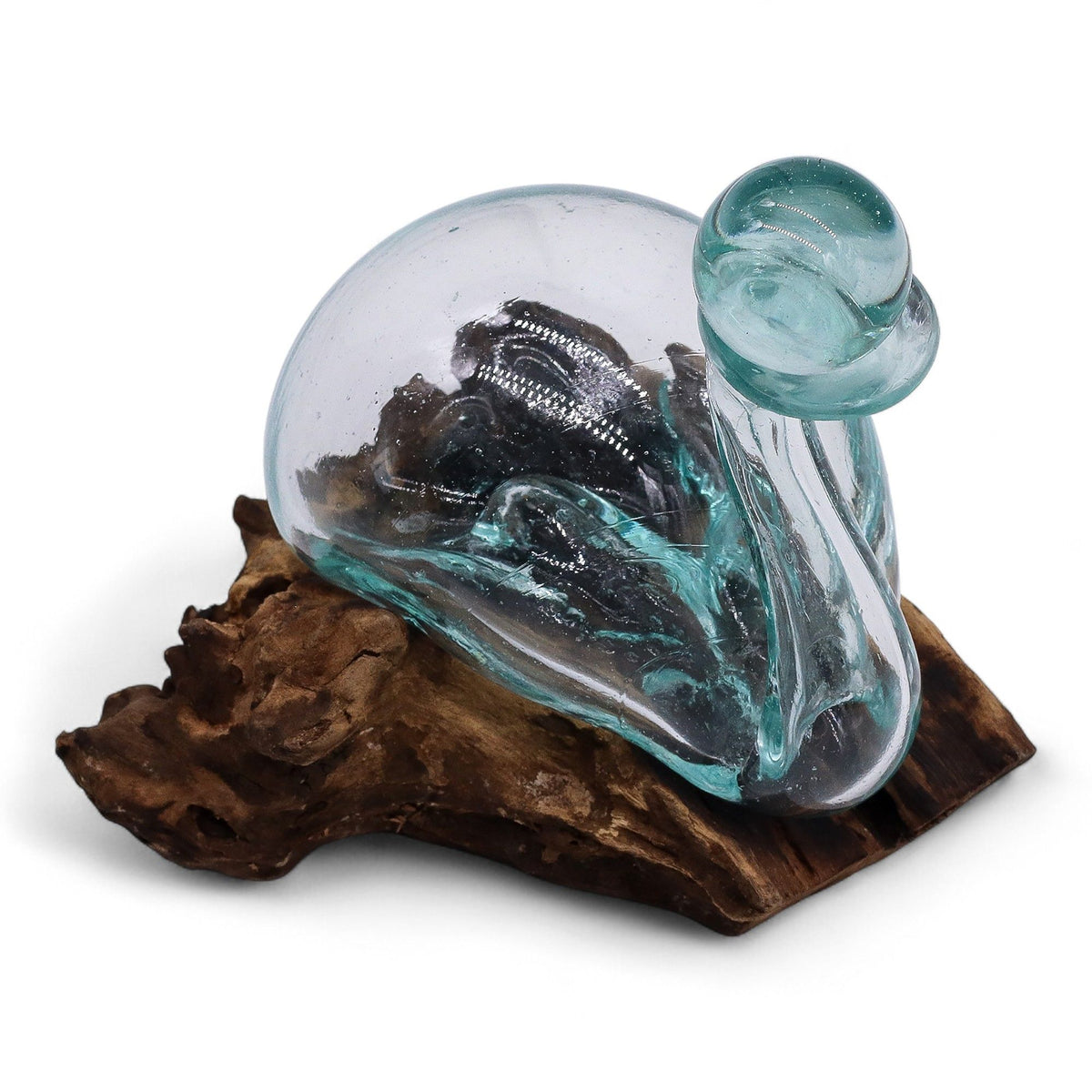 Molten Glass Duck Decanter on Wood with Stopper 19cm, showing the distinctive design – molten glass home decor product image 2
