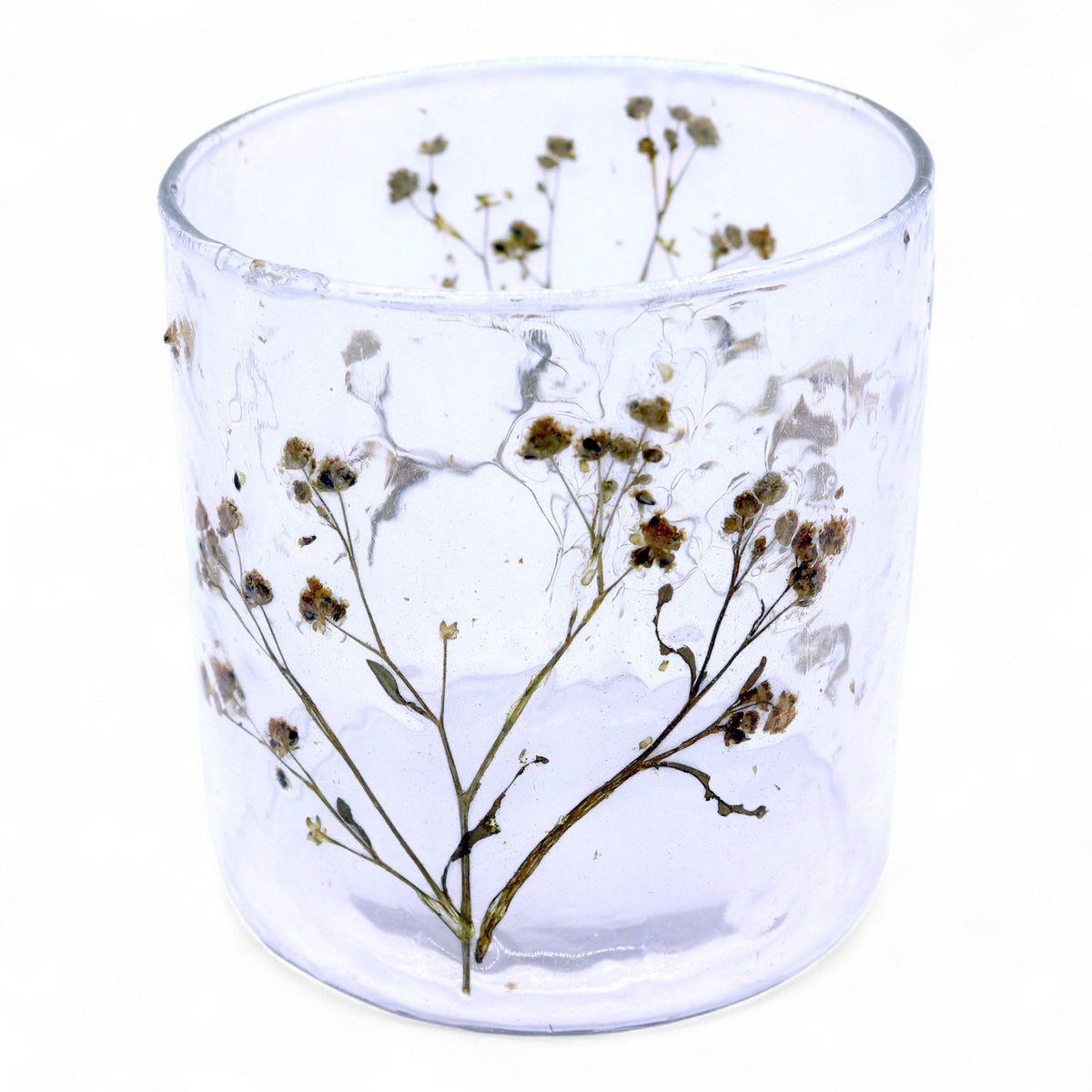 Natural Floral Recycled Glass Candle Holder, Margarita (8x8cm), showing the distinctive design – floral glass candle holder product image 5