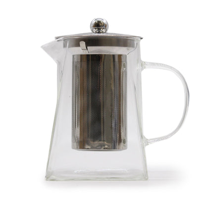 Glass Infuser Teapot, Tower Shape, 750ml, showing the distinctive design – glass infuser teapot product image 2