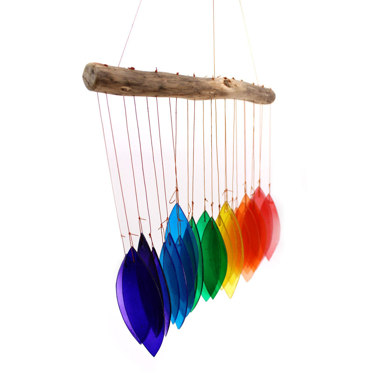 Rainbow Glass Hanging Wind Chime, Colorful Outdoor Garden, showing the distinctive design – recycled glass wind chime product image 7