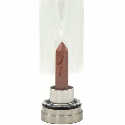 500 ml Crystal Infused Glass Water Bottle, Invigorating Red Jasper - Obelisk, showing the distinctive design – crystal water bottle product image 3
