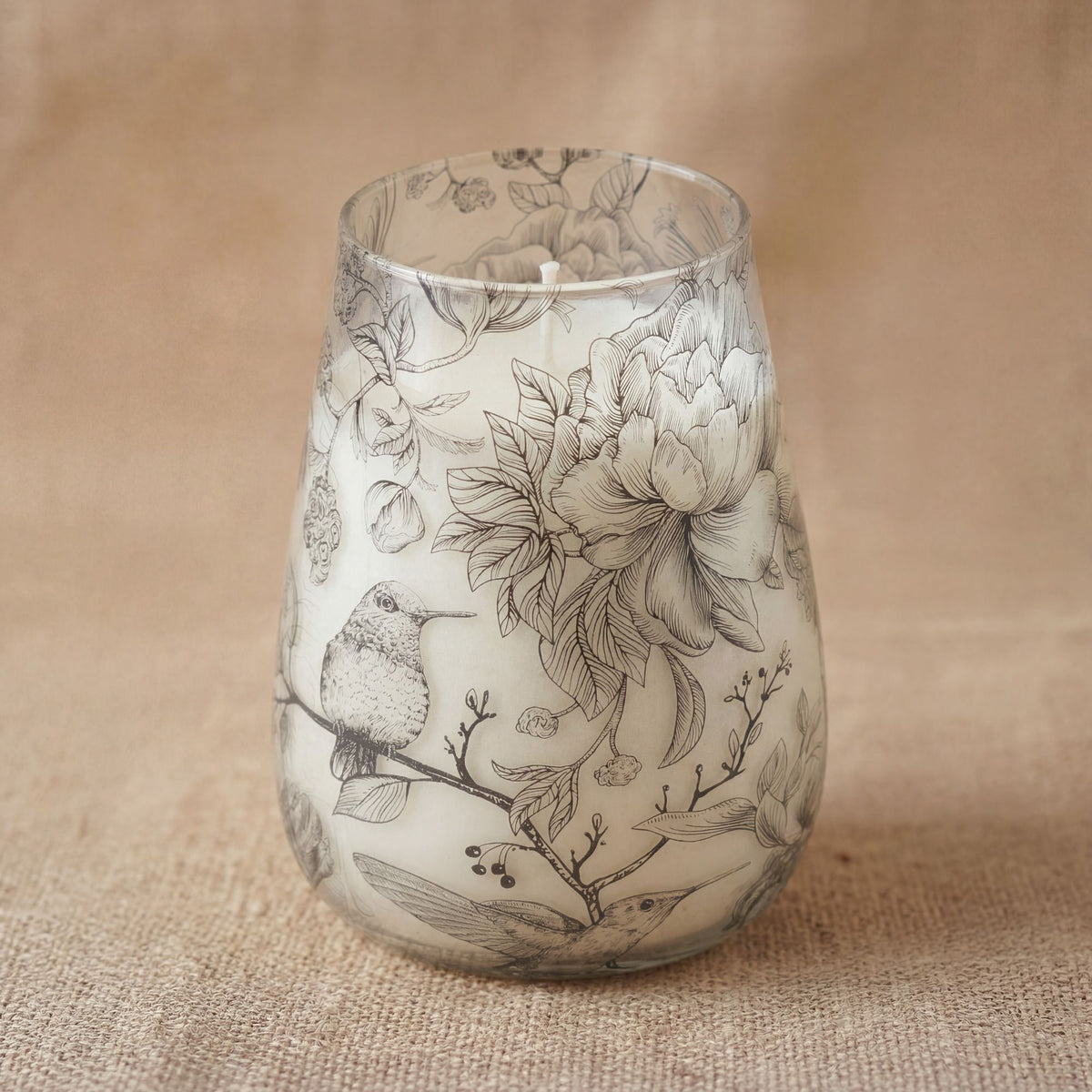 Tall Decorative Glass Jar Candle – Drawn by Flame product image 3, showing the distinctive design and materials