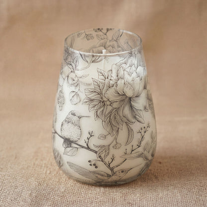 Tall Decorative Glass Jar Candle – Drawn by Flame product image 3, showing the distinctive design and materials