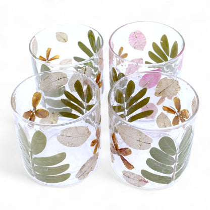 Natural Floral Recycled Glass Candle Holder, Primavera (8x8cm), showing the distinctive design – floral glass candle holder product image 3
