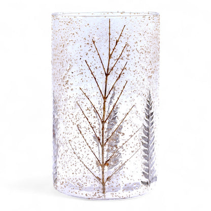 Natural Floral Recycled Glass Candle Holder, Pino (19x11cm), showing the distinctive design – floral glass candle holder product image 2