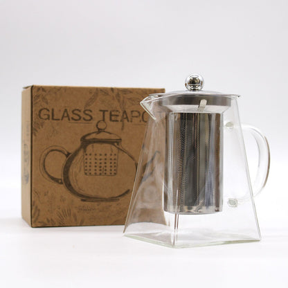 Glass Infuser Teapot, Tower Shape, 750ml, showing the distinctive design – glass infuser teapot product image 4