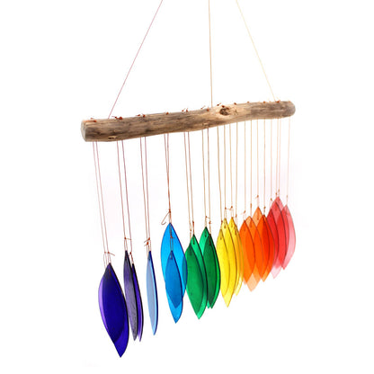 Rainbow Glass Hanging Wind Chime, Colorful Outdoor Garden, showing the distinctive design – recycled glass wind chime product image 3