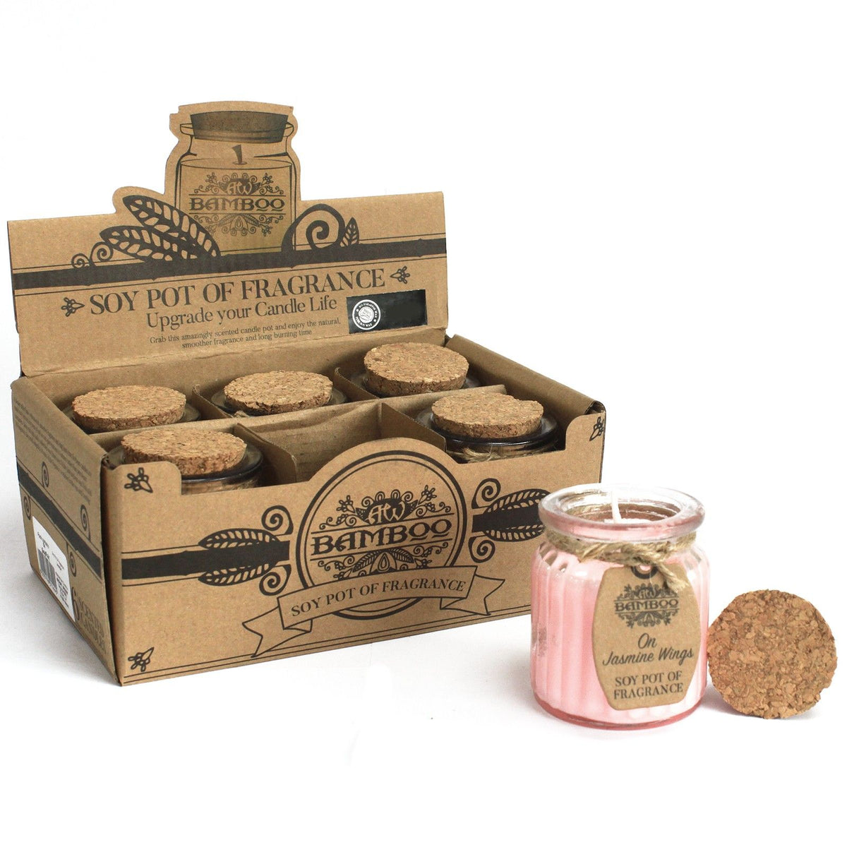 On Jasmine Wings Scented Soy Wax Pot Candle, showing the distinctive design – scented soy candle product image 1