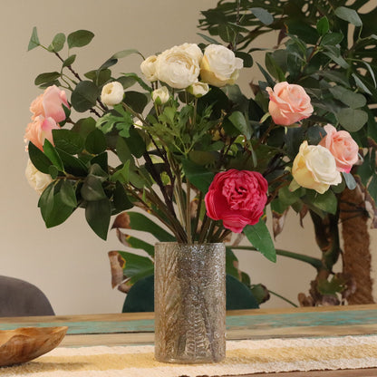 Natural Floral Recycled Glass Candle Holder, Pino (19x11cm), showing the distinctive design – floral glass candle holder product image 3