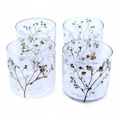 Natural Floral Recycled Glass Candle Holder, Margarita (8x8cm), showing the distinctive design – floral glass candle holder product image 10