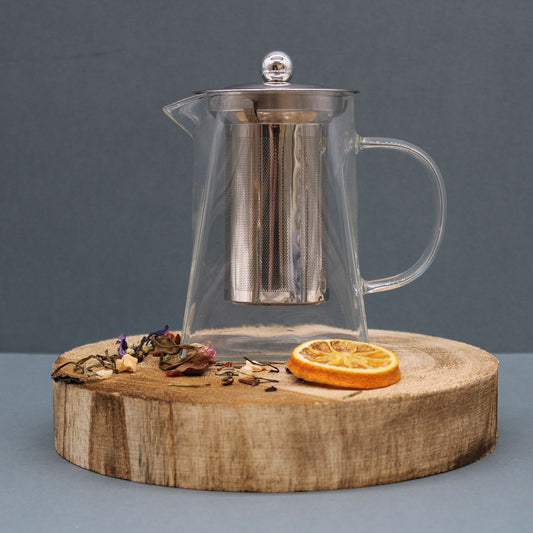 Glass Infuser Teapot, Tower Shape, 750ml, showing the distinctive design – glass infuser teapot product image 1