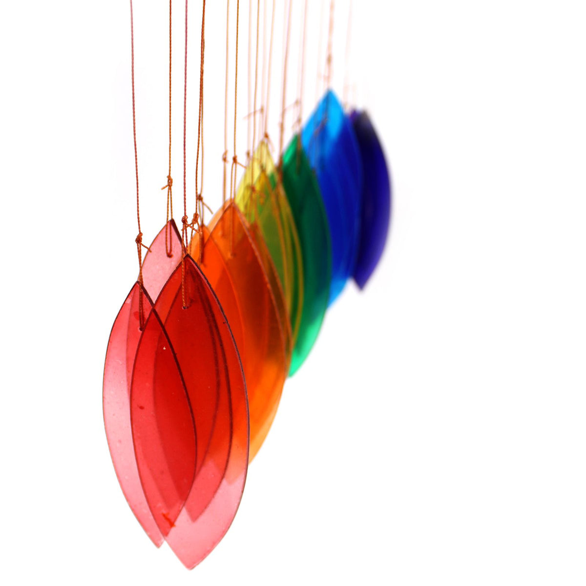 Rainbow Glass Hanging Wind Chime, Colorful Outdoor Garden, showing the distinctive design – recycled glass wind chime product image 2