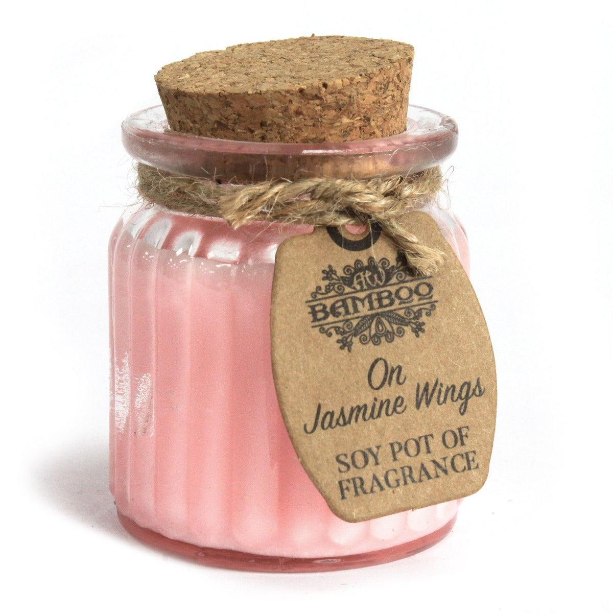 On Jasmine Wings Scented Soy Wax Pot Candle, showing the distinctive design – scented soy candle product image 2