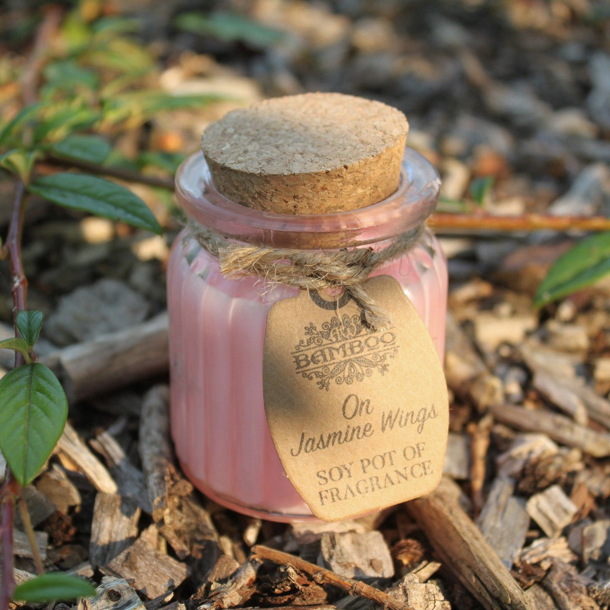 On Jasmine Wings Scented Soy Wax Pot Candle, showing the distinctive design – scented soy candle product image 3