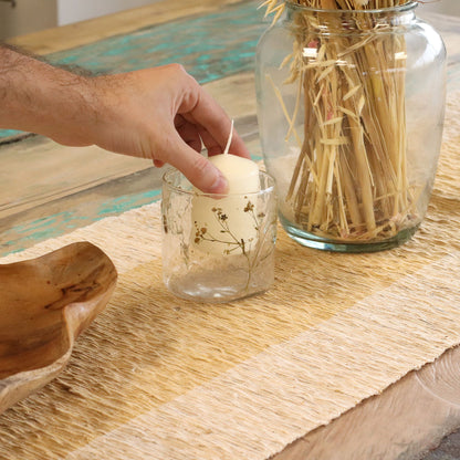 Natural Floral Recycled Glass Candle Holder, Margarita (8x8cm), showing the distinctive design – floral glass candle holder product image 6