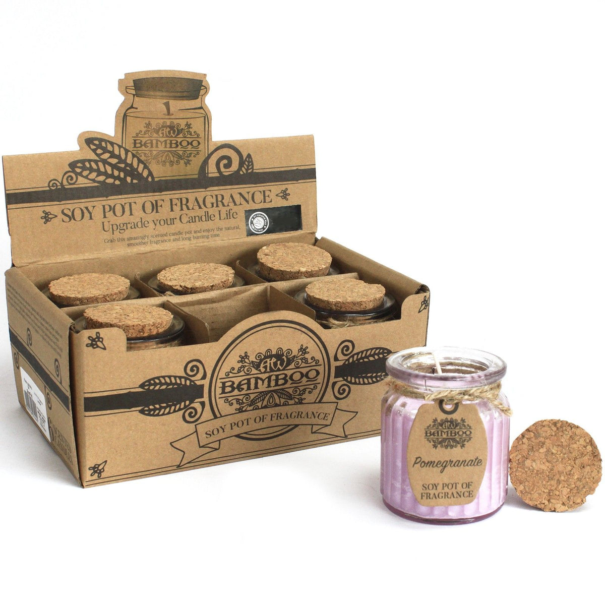 Pomegranate Scented Soy Wax Pot Candle, showing the distinctive design – scented soy candle product image 4