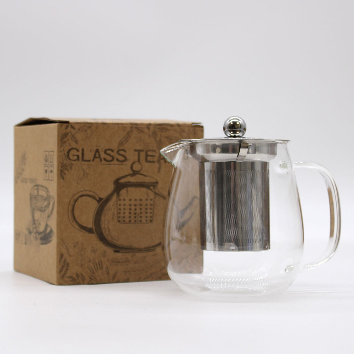 Glass Infuser Teapot, 550ml Loose Leaf Tea, showing the distinctive design – glass infuser teapot product image 3
