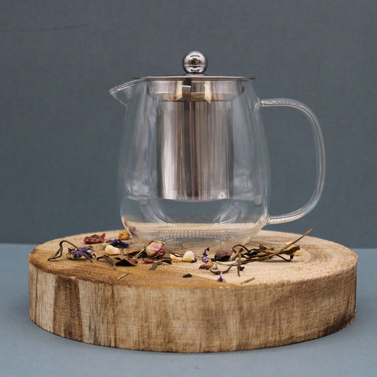 Glass Infuser Teapot, 550ml Loose Leaf Tea, showing the distinctive design – glass infuser teapot product image 1