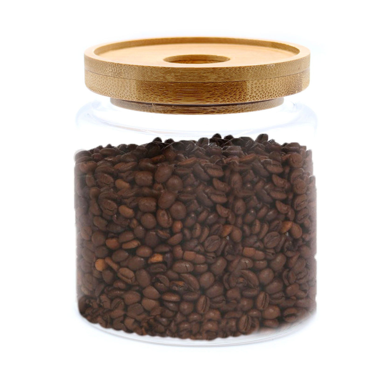 Glass Storage Jar with Bamboo Lid – 10cm product image 1, showing the distinctive design and materials