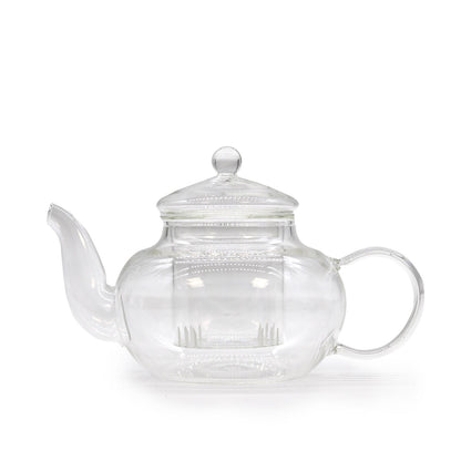 Glass Infuser Teapot, Round Pearl, 400ml, showing the distinctive design – glass infuser teapot product image 2