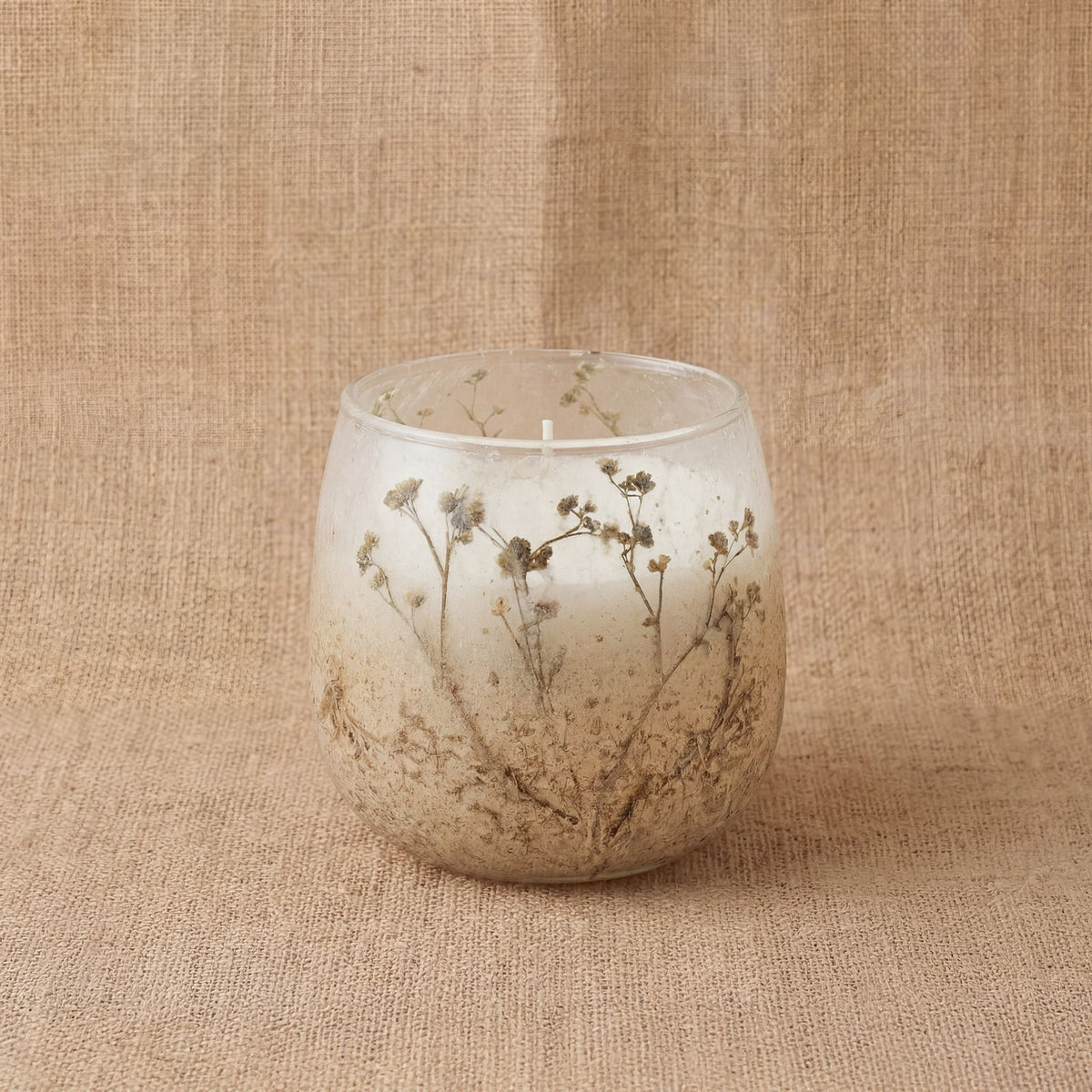 Small Decorative Glass Jar Candle – Wildlight Woods product image 5, showing the distinctive design and materials