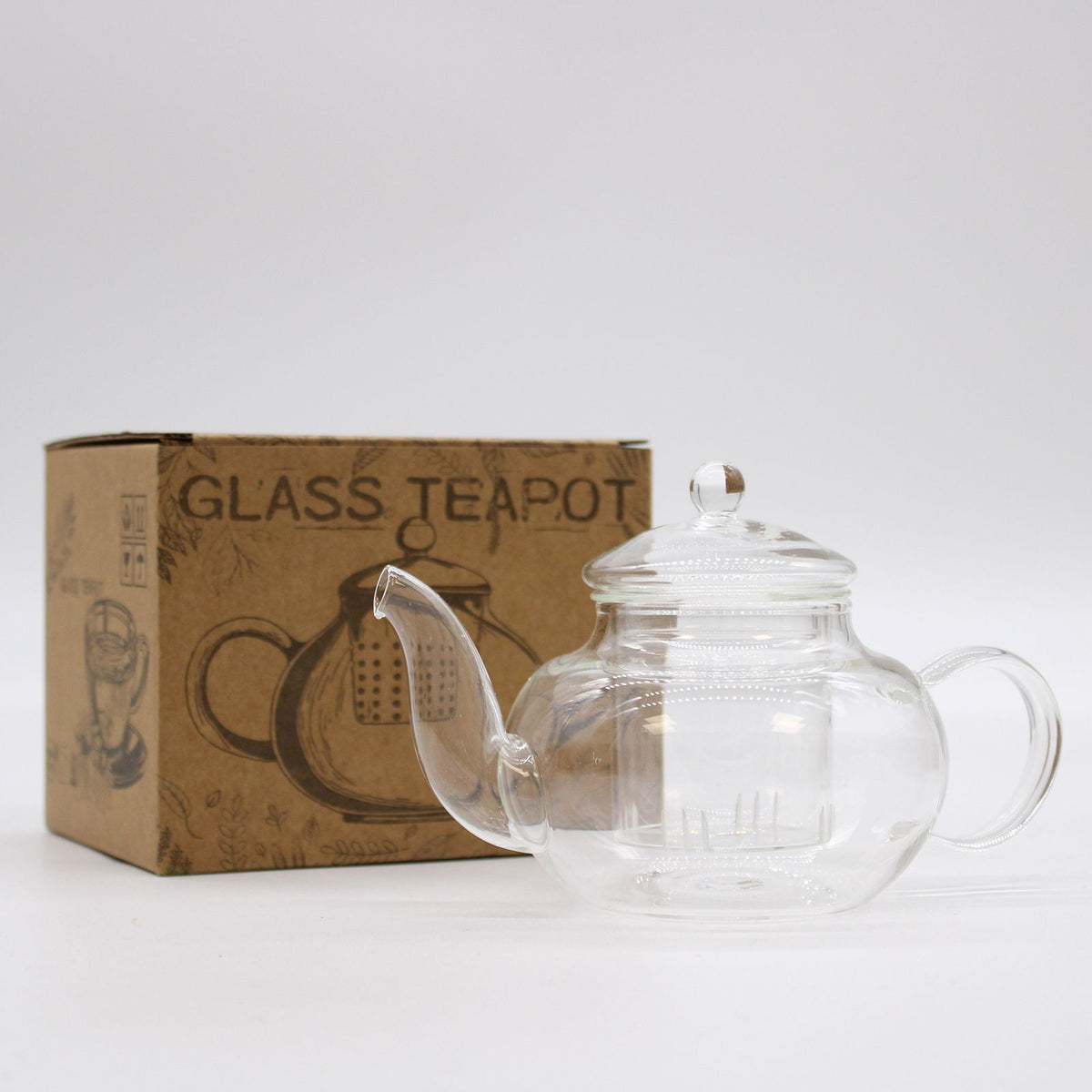 Glass Infuser Teapot, Round Pearl, 400ml, showing the distinctive design – glass infuser teapot product image 3