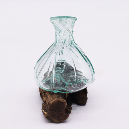 Molten Glass Fancy Mini Decanter on Wood 24cm, showing the distinctive design – molten glass home decor product image 4