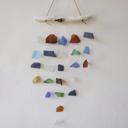 Five-String Recycled Glass Wind Chime, Multicolour Garden Decor, showing the distinctive design – recycled glass wind chime product image 6