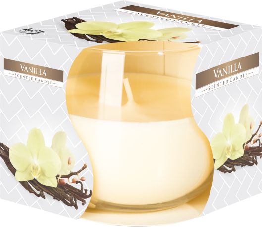 Scented Glass Jar Candle, Vanilla, showing the distinctive design – scented candle product image 1