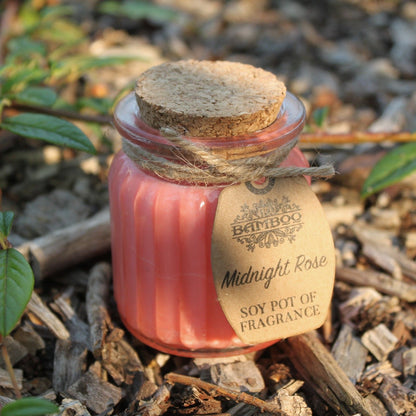 Midnight Rose Scented Soy Wax Pot Candle, showing the distinctive design – scented soy candle product image 3