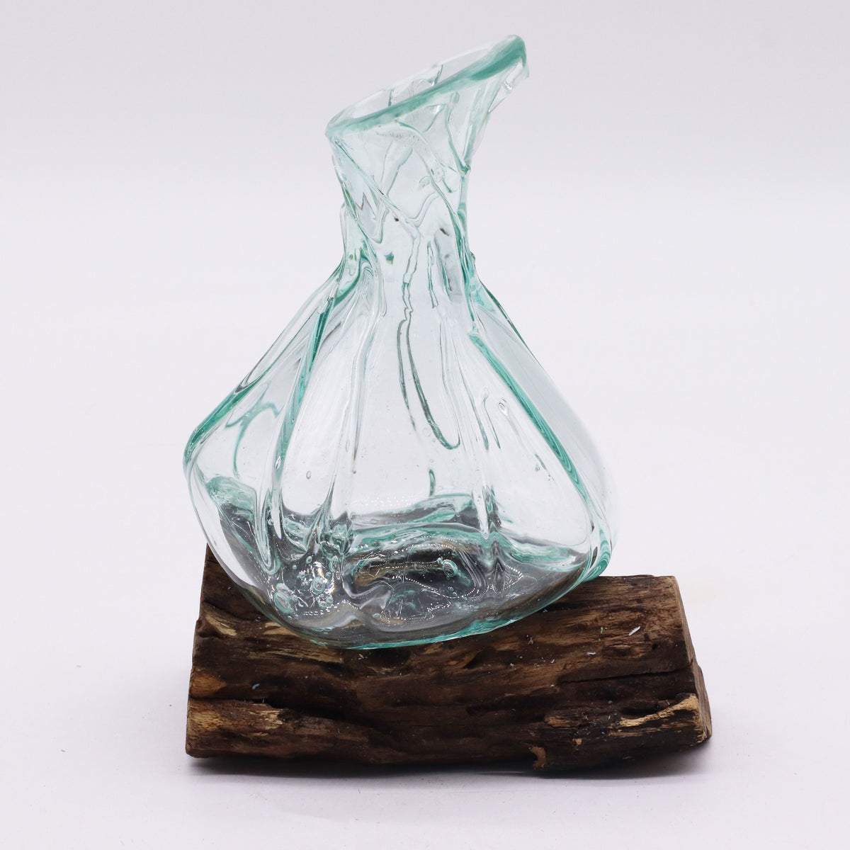 Molten Glass Fancy Mini Decanter on Wood 24cm, showing the distinctive design – molten glass home decor product image 5