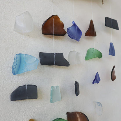 Five-String Recycled Glass Wind Chime, Multicolour Garden Decor, showing the distinctive design – recycled glass wind chime product image 3