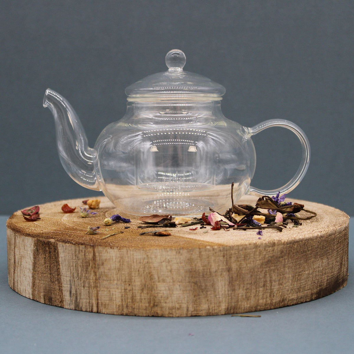 Glass Infuser Teapot, Round Pearl, 400ml, showing the distinctive design – glass infuser teapot product image 5