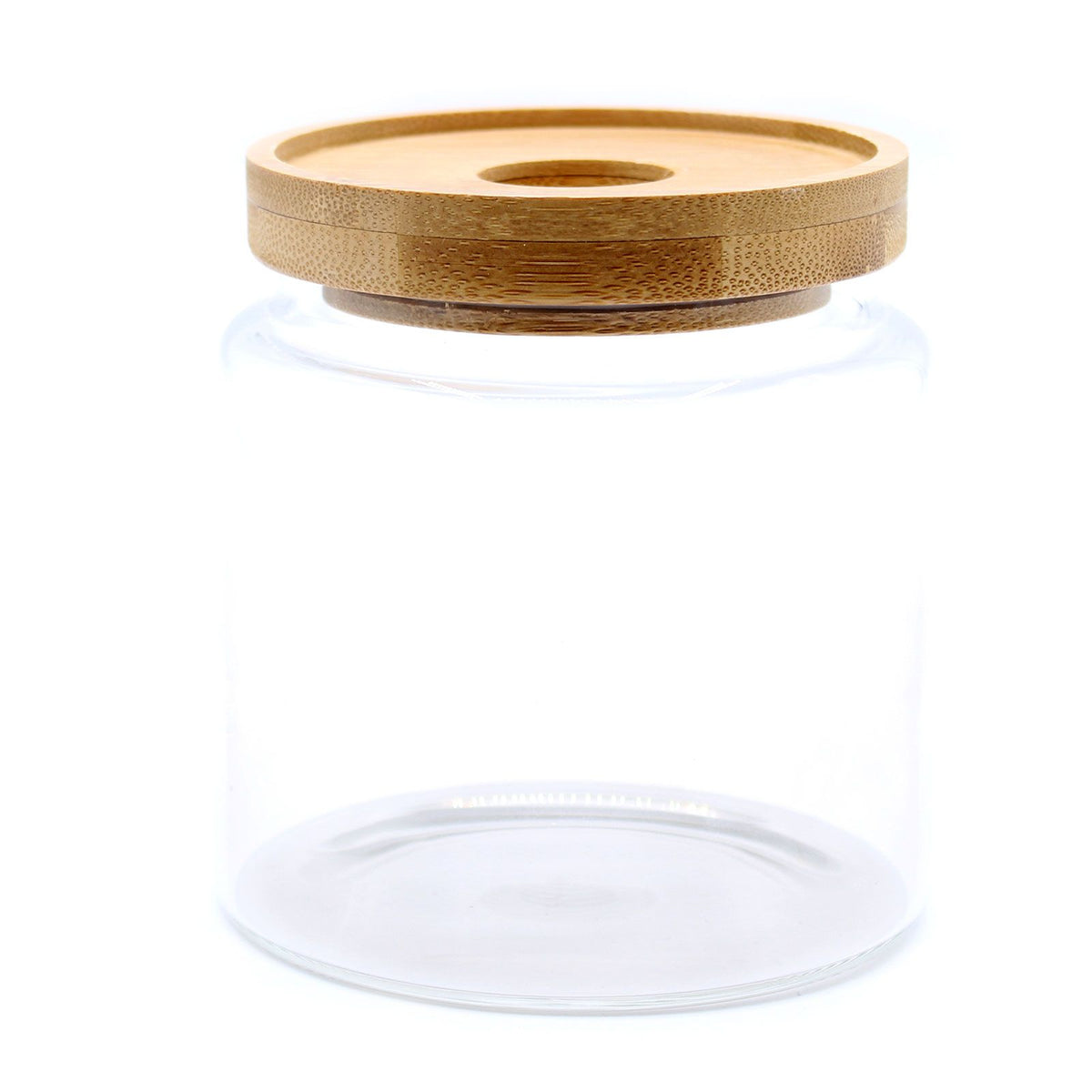 Glass Storage Jar with Bamboo Lid – 10cm product image 2, showing the distinctive design and materials