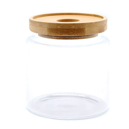 Glass Storage Jar with Bamboo Lid – 10cm product image 2, showing the distinctive design and materials