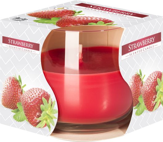 Scented Glass Jar Candle, Strawberry, showing the distinctive design – scented candle product image 1