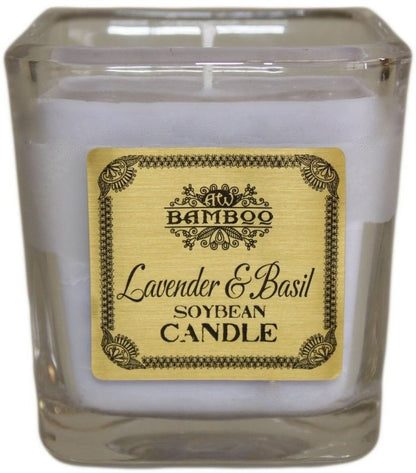 Soy Wax Jar Candle, Lavender and Basil, showing the distinctive design – soy wax candle product image 5