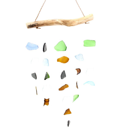 Five-String Recycled Glass Wind Chime, Multicolour Garden Decor, showing the distinctive design – recycled glass wind chime product image 4