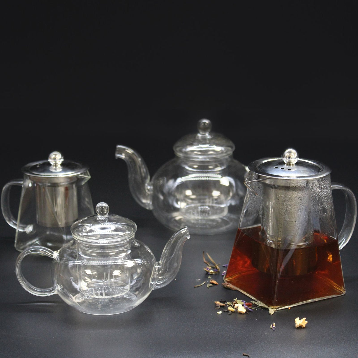 Glass Infuser Teapot, Round Pearl, 400ml, showing the distinctive design – glass infuser teapot product image 4