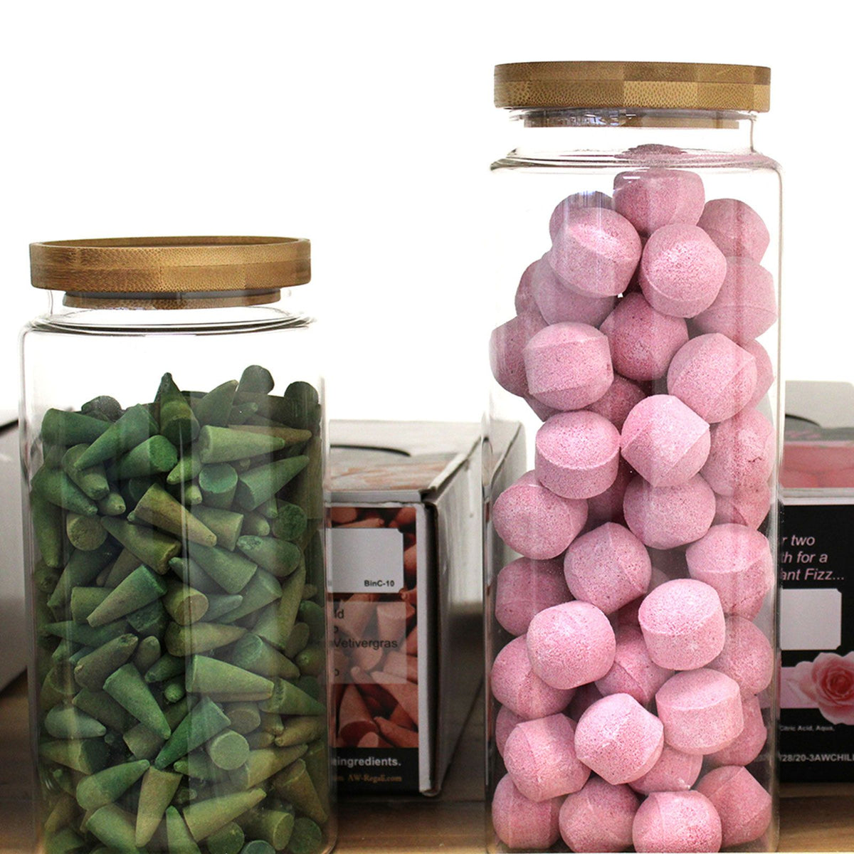 Glass Storage Jar with Bamboo Lid – 20cm product image 4, showing the distinctive design and materials